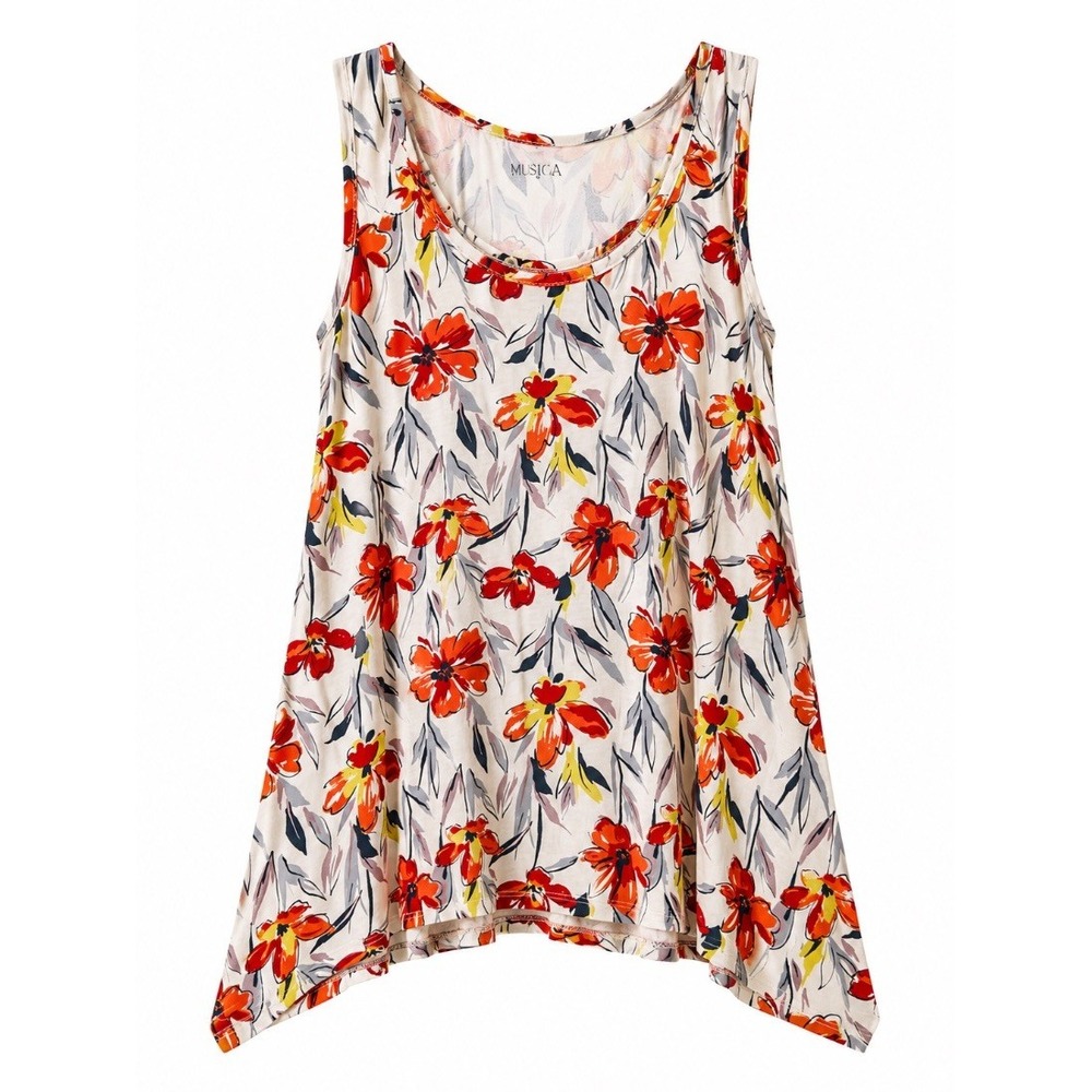 Jessica‎ London Plus Size 18/20 Floral Tank Blouse Top Ivory Sleeveless Rayon
